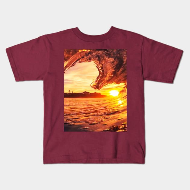 Sunset In The Waves Kids T-Shirt by KingzDesigns